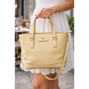 Nanette Lepore Butter Yellow Pebbled Leather Tote Shoulder Crossbody NWOT